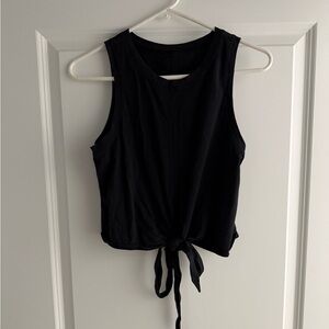 Black Sleeveless Tie-Front Tank